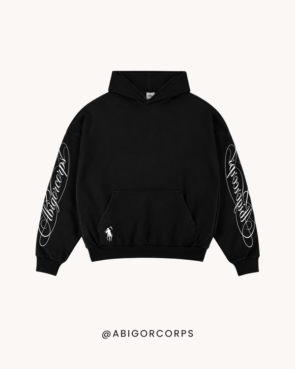 Cursive - Oversized Cropped Hoodie - View 1