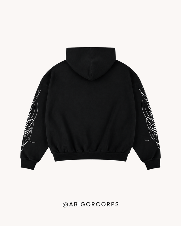 Cursive - Oversized Cropped Hoodie - View 3